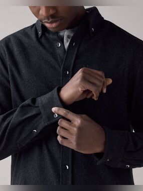 Anián Grey Melton Wool Shirt Size Medium